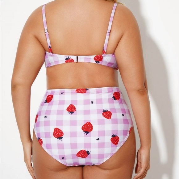 🍓 👙 Meet Curve Checkered Strawberry Plus Size bikini size 4x NWT - Picture 5 of 6